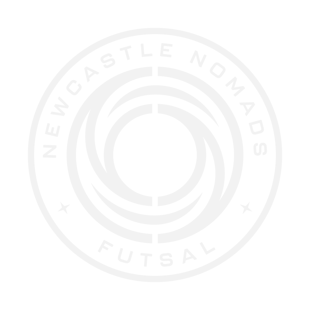 newcastle nomads futsal logo mono white